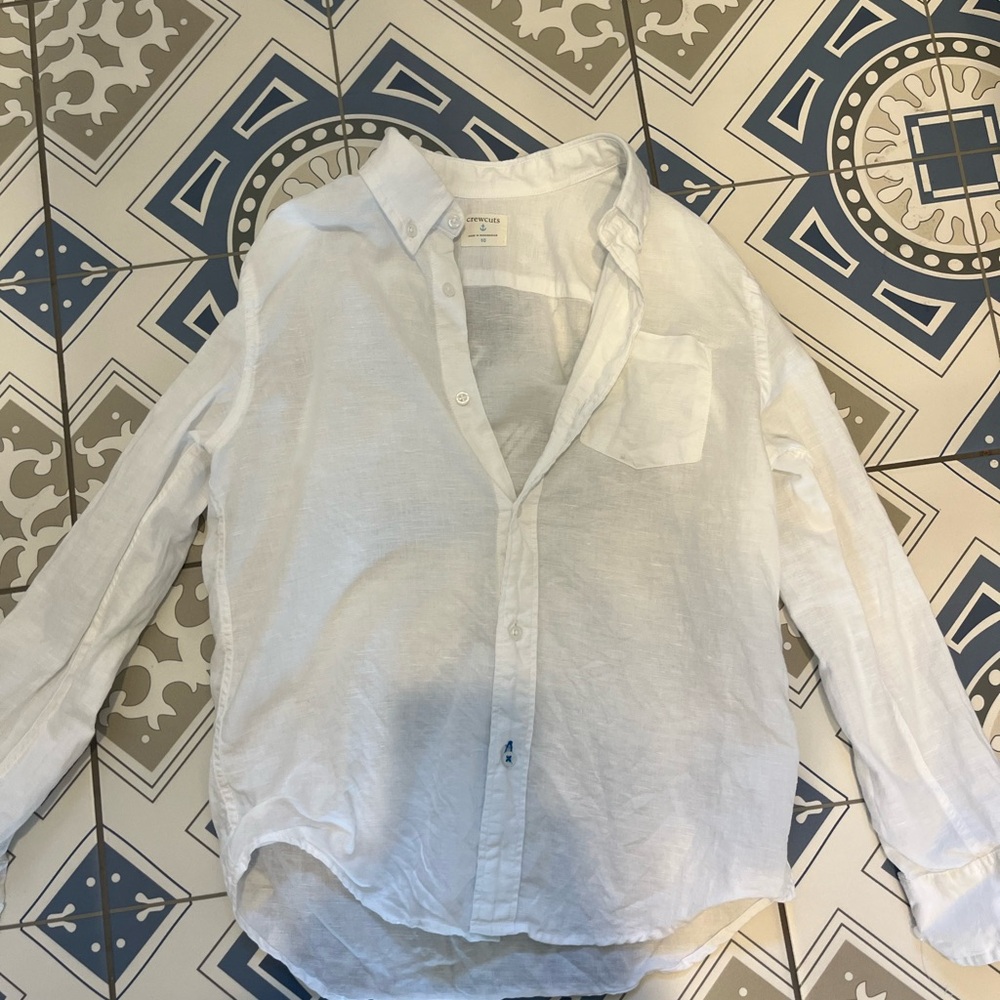 Boys linen blend White Shirt